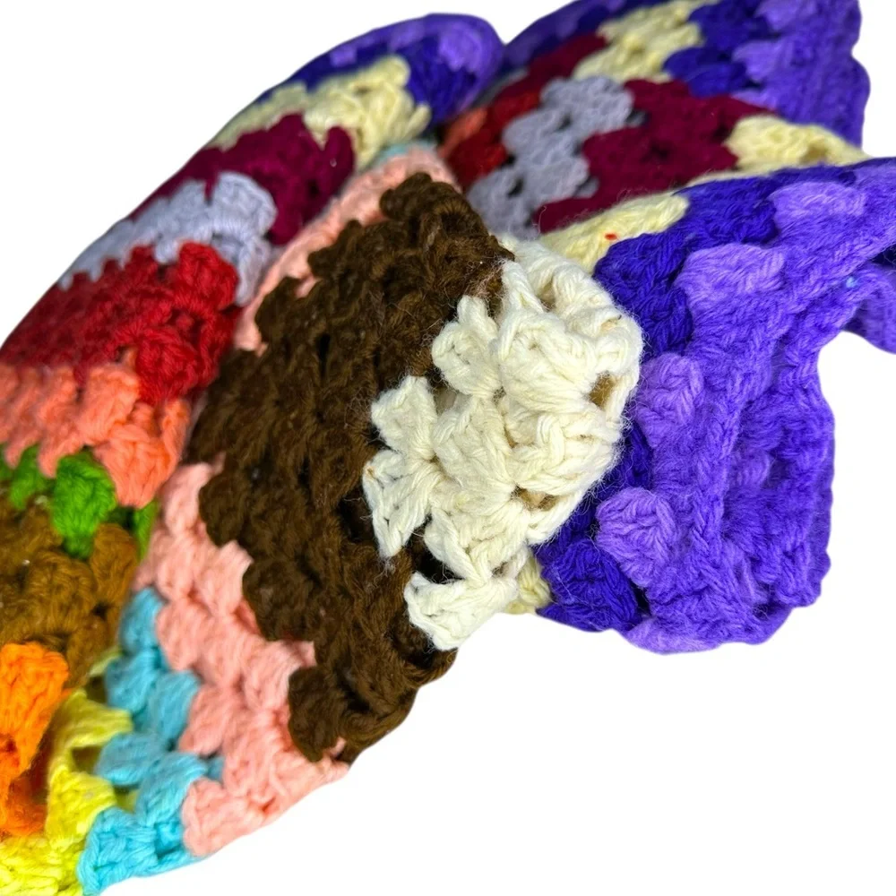 Handmade Crochet Afghan Throw Blanket - Vibrant Multicolored - 54 x 54 inches